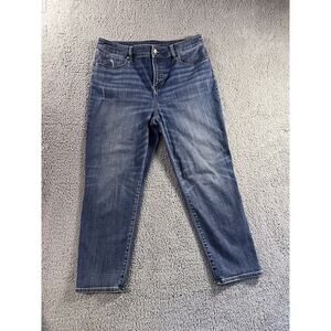 Chicos So Slimming Girlfriend Slim Leg Crop Jeans Womens US 12 Blue Denim Pants